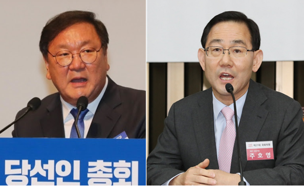 김태년 더불어민주당 원내대표(왼쪽), 주호영 미래통합당 원내대표(오른쪽) 사진제공= 뉴시스