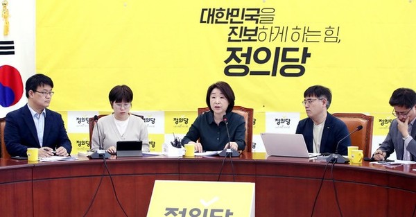 ▲ 심상정 정의당 대표가 지난 21일 서울 여의도 국회에서 열린 상무위원회에서 발언하고 있다. 사진제공=뉴시스