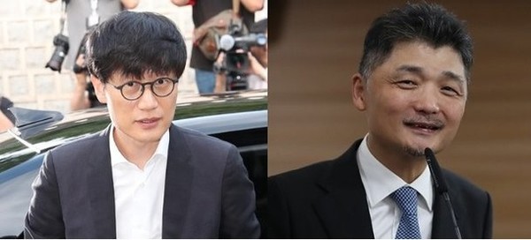 ▲ 네이버 이해진(왼쪽) 글로벌투자책임자(GIO)와 카카오 김범수 의장(오른쪽)