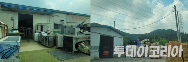 ▲ 시흥시 개발제한구역 일대 축사 토지를 매입해 운영 중인 주방용품 판매점(왼쪽)과 물류 창고. 사진=투데이코리아DB