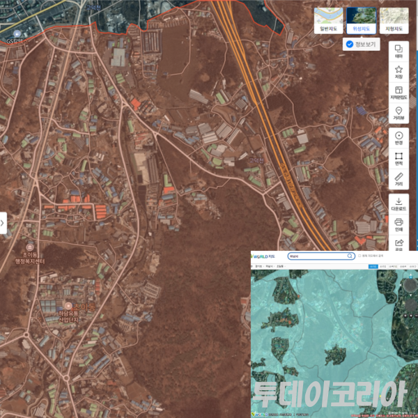 ▲ 하남시 그린벨트 지역 네이버 위성지도. 