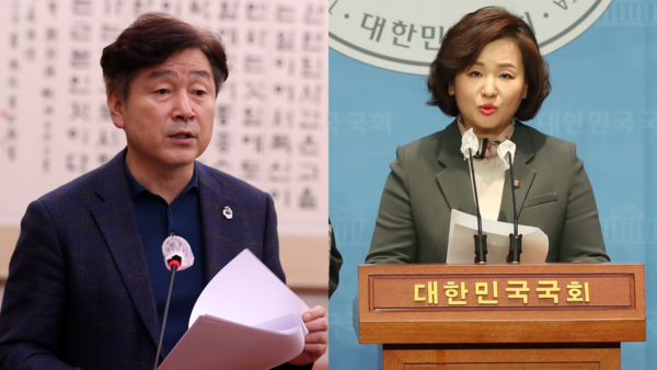▲ 더불어민주당 기동민 의원(왼쪽)과 이수진 의원(비례). 사진=뉴시스