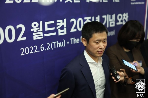 ▲ 지난해 6월 2002 월드컵 20주년 기념 오찬에 참석했던 이영표 대한축구협회 부회장. 사진=대한축구협회