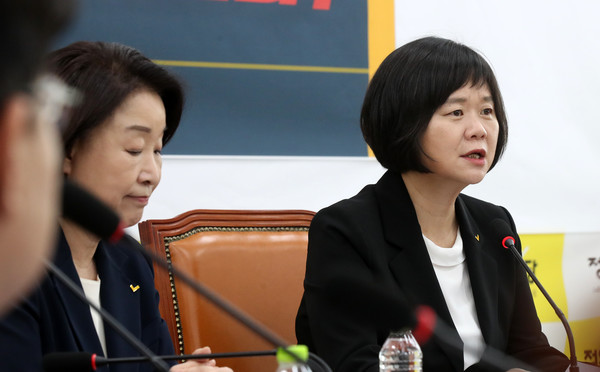 ▲ 이정미 정의당 대표가 지난 4월 정의당-전세사기·깡통전세 피해자 전국대책위원회 간담회에서 발언하고 있다. 그의 왼쪽으론 심성정 의원. 사진=뉴시스