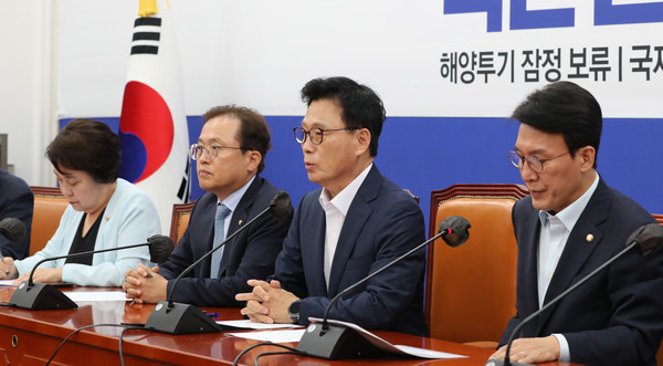 ▲ 박광온 더불어민주당 원내대표가 13일 오전 서울 여의도 국회에서 열린 정책조정회의에서 발언하고 있다. 2023.07.13. 사진=뉴시스