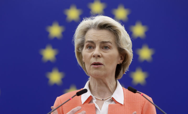 ▲ 우르줄라 폰 데어 라이엔 유럽연합(EU) 집행위원장이 12일 프랑스 스트라스부르에서 21∼22일 열리는 EU 정상회의 준비의 일환으로 연설하고 있다. 그녀는 이날 회원국들에 보스니아-헤르체고비나와 EU 가입 협상을 개시할 것을 권고할 것이라고 밝혔다. 2024.03.12. 사진=뉴시스