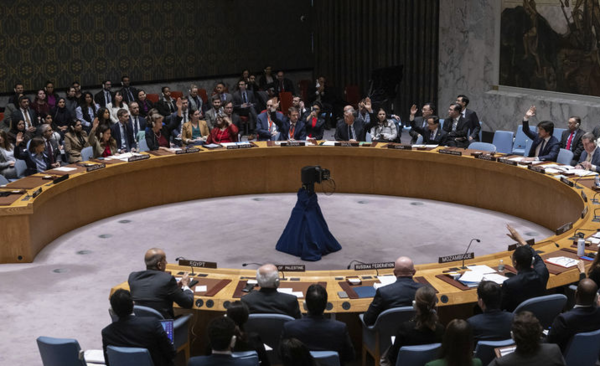 ▲ 지난해 12월 22일(현지시간) 미국 뉴욕 유엔본부에서 팔레스타인 가자지구로 인도주의적 지원을 확대하기 위한 유엔 안전보장이사회(안보리) 결의안 투표가 진행되고 있다. 사진=뉴시스