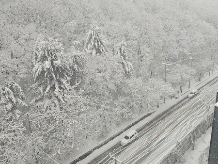 ▲ 폭설이 내린 27일 경기 용인시 부근에서 차들이 서행하고 있다. 사진=투데이코리아