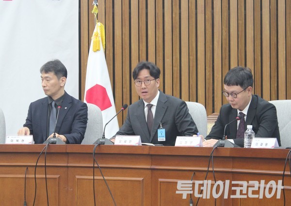 ▲ 오세진 코빗 대표가 7일 국회에서 열린 ‘가상자산시장의 건전한 발전을 위한 정책 과제’ 민당정 간담회에서 발언하고 있다. 사진=이기봉 기자