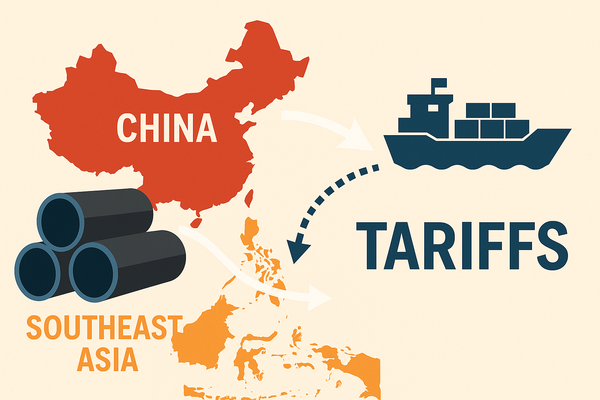 ▲ 중국 기업이 도널드 트럼프 미국 행정부의 고율 관세를 피하려고 관세율이 상대적으로 낮은 동남아시아를 거쳐 우회 수출하는 사례가 늘어나고 있다는 분석이 나왔다. 이미지=챗GPT