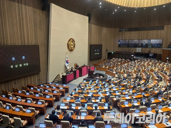 ▲ 유상범 국민의힘 의원이 13일 국회 본회의에서 상법 개정안 표결 전 반대 토론을 진행하고 있다. 사진=투데이코리아